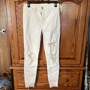 Women's Distressed White Jeans